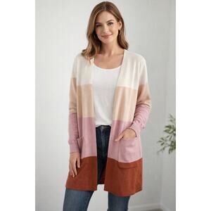 Colorblock Open Front Cardigan – Size Small